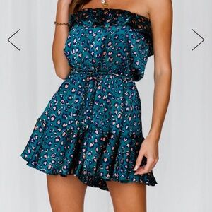 Girl Squad Romper Green Leopard